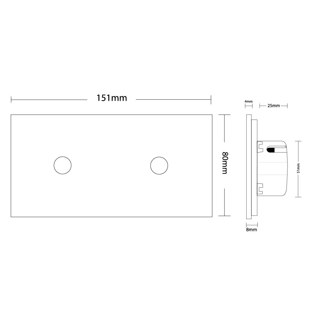 Design Glas Touch Lichtschalter Doppelt Ein/Aus C701/C701-12