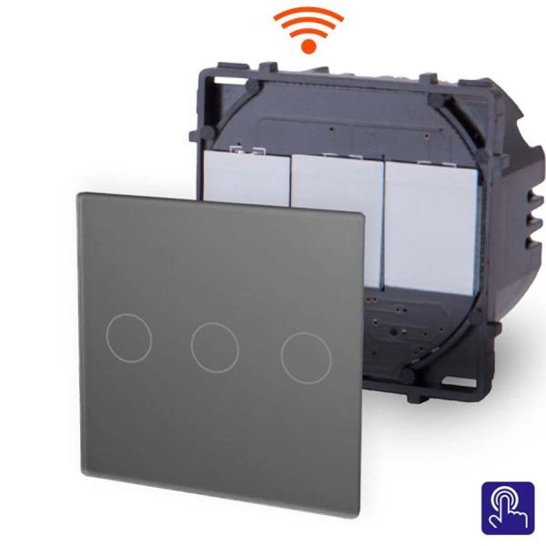 POINT 3-faches Touch-WiFi-Dimmer-Modul WLAN Lichtschalter Grau PWMD-15