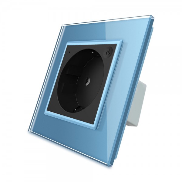 LIVOLO ZigBee Smart SmartHome Touch Steckdose in Blau/Schwarz inkl. Glasrahmen VL-C7ZBED-12-VL-C7-SR-19