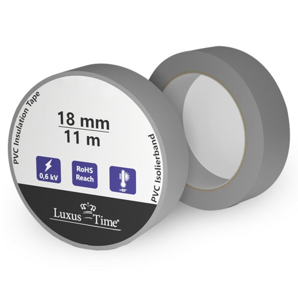 Lux-Tape Isolierband PVC 11m x 18mm Elektro Klebeband Kabel LUX-TAPE-15 Grau 