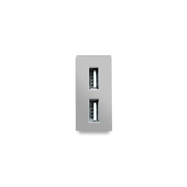 1/2 USB Dose Modul Grau LUXUS-TIME, Grau, Steckdosen
