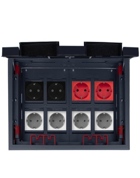 Kunststoff Bodentank mit VDE Steckdose in Weiß, Schwarz und Rot
