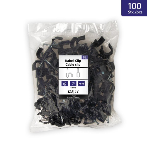 100 Stück Nagelschelle Kabelschelle für Rundkabel bis &#248; 4mm Schwarz