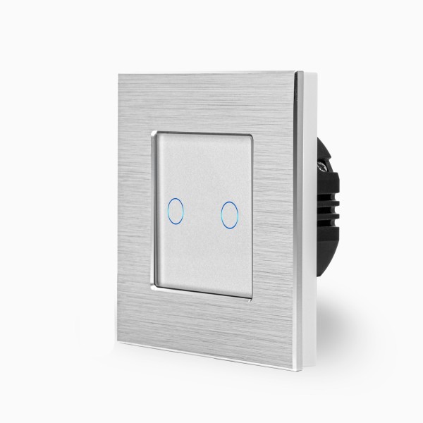 POINT Aluminum 2-facher Touch-Lichtschalter Silber/Weiß LXBA1/P-702-11