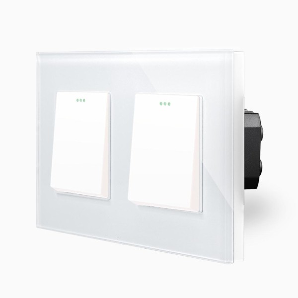 LUXUS-TIME Glas 2 1-fache Wipp-Licht-/Wechselschalter Weiß LXBG2-LX-101M-2-11