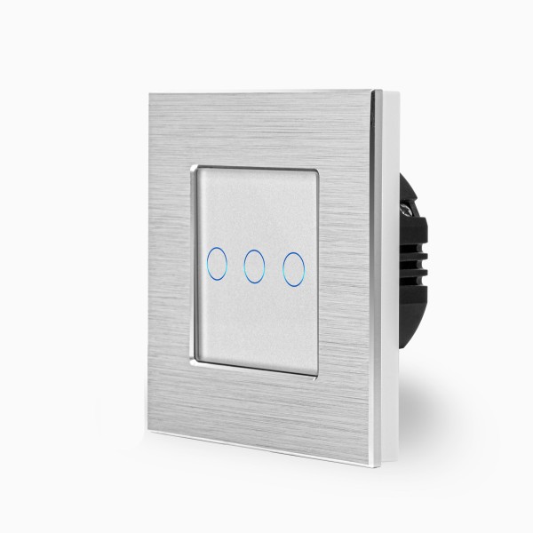 POINT Aluminum 3-facher Touch-Lichtschalter Silber/Weiß LXBA1/P-703-11