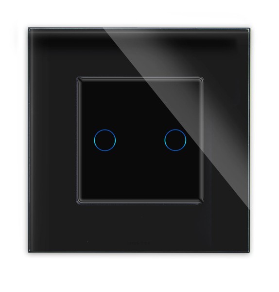POINT Lichtschalter Glas 2 Fach Rahmen + Modul schwarz/schwarz LXBG1-12-P-702-12