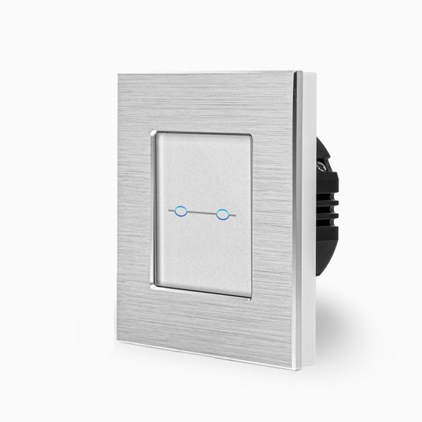 LUXUS-TIME Lichtschalter Dimmer 2 Fach Aluminium Rahmen + Modul weiß/weiß LXBA1-11-LX-702D-11