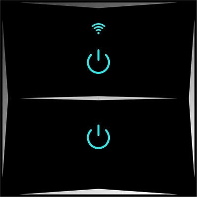 Smart Lichtschalter 2 Fach Schwarz WLAN APP Touch Google Home Amazon Alexa HL02-12