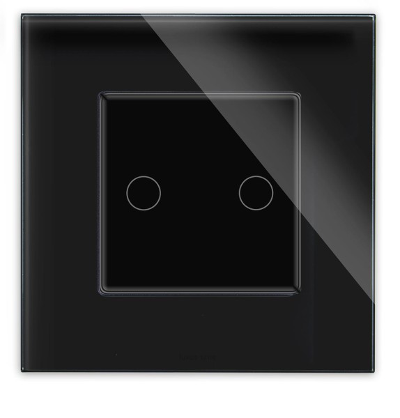POINT Serien Wechselschalter Glas 2 Fach Rahmen + Modul schwarz/schwarz LXBG1-12-P-702S-12