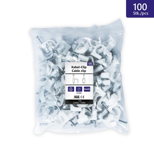 100 Stück Nagelschelle Kabelschelle für Rundkabel bis &#248; 4mm Weiß