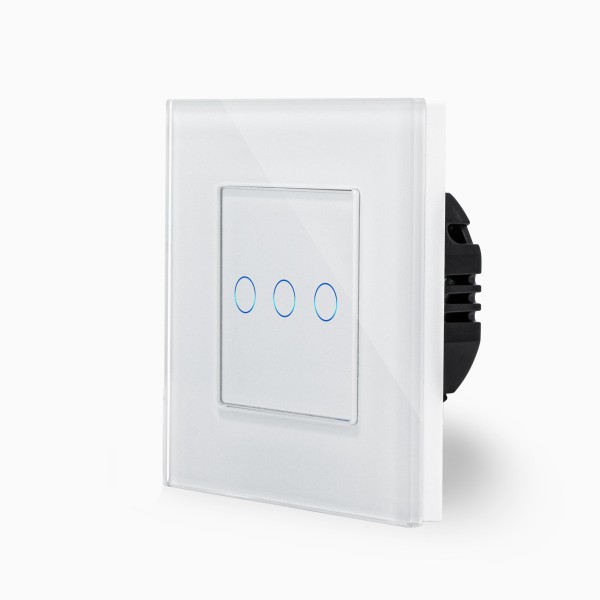 POINT Glas 3-facher Touch-Lichtschalter Weiß LXBG1/P-703-11