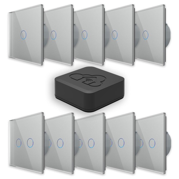 Smart Home Starterpaket-1 in grau (Lichtschalter + Rolladenschalter) LIVOLO Funk 