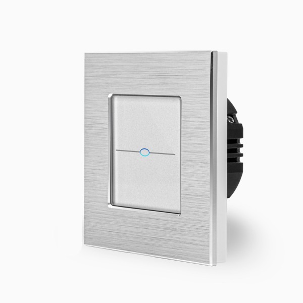 LUXUS-TIME Aluminium 1-facher Touch-Lichtschalter Silber/Weiß LXBA1/701-11
