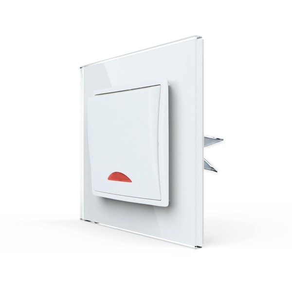 LINA Lichtschalter 1 Fach VDE Wippe mit Kontrollleuchte für Unterputz weiß mit Glasrahmen C112M-D001