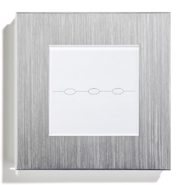 LUX Lichtschalter 3 Fach Aluminium Rahmen weiß/weiß LXBA1-11-LX-703-11