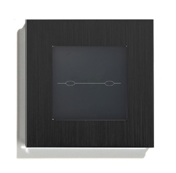 LUX WiFi Lichtschalter WLAN 2 Fach Aluminium Rahmen + Modul schwarz/schwarz LXBA1-12-LX-PWM2-12