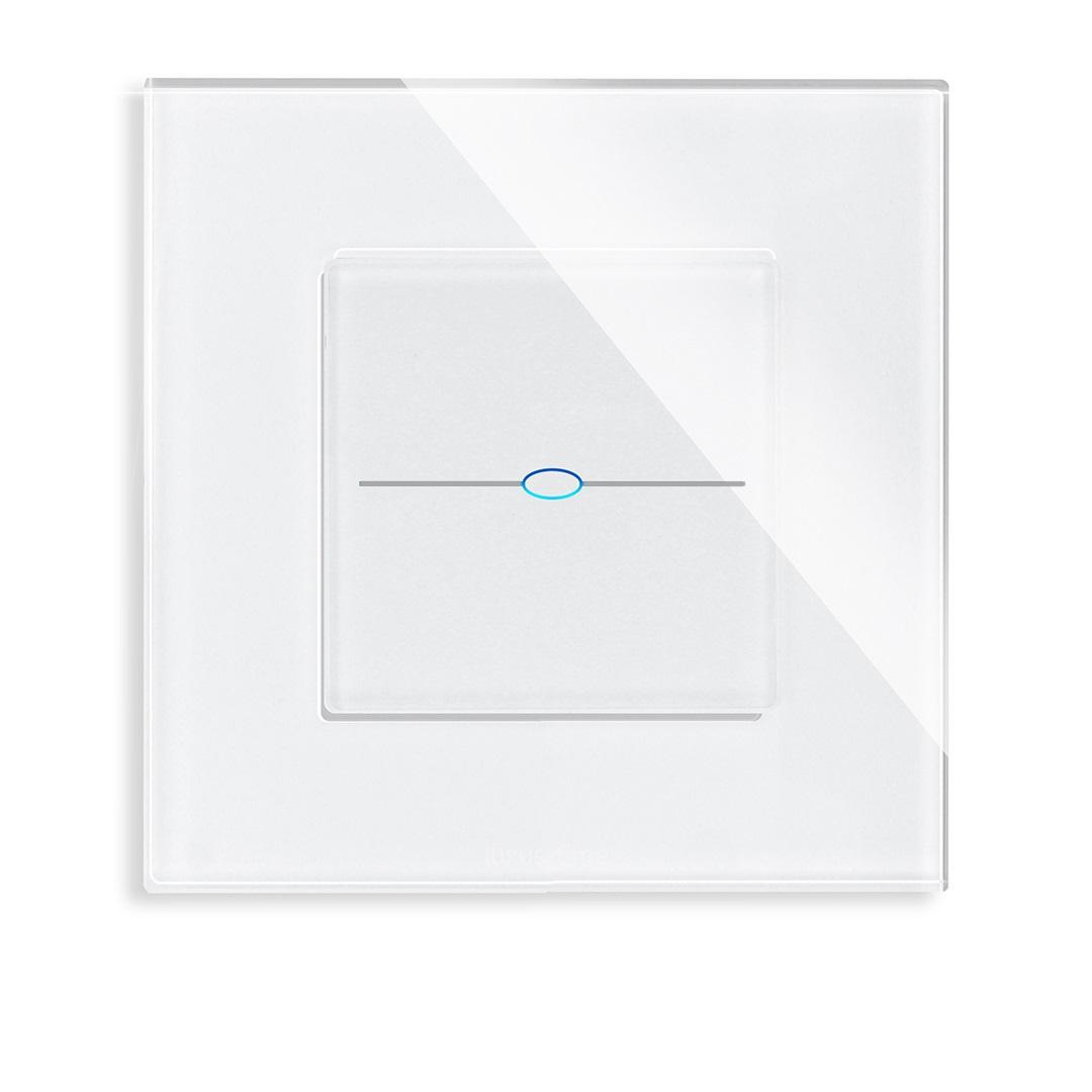 LUX Lichtschalter Alu Rahmen Touch Steckdose Wechselschalter Silber Weiß Blende 