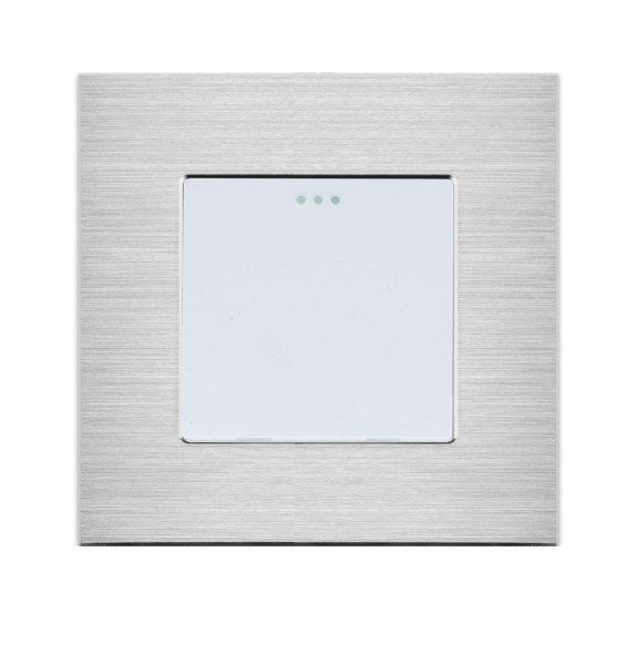 LUX Wipp Lichtschalter/Wechselschalter 1 Fach + Alu Rahmen Weiß/Weiß LXBA1-11-LX-101M-11