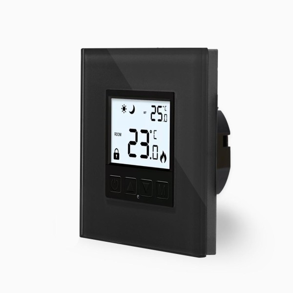 Glas Raumthermostat Programmierbar Schwarz LX-MT-WK-AJ-BG1-12 Luxus-Time 