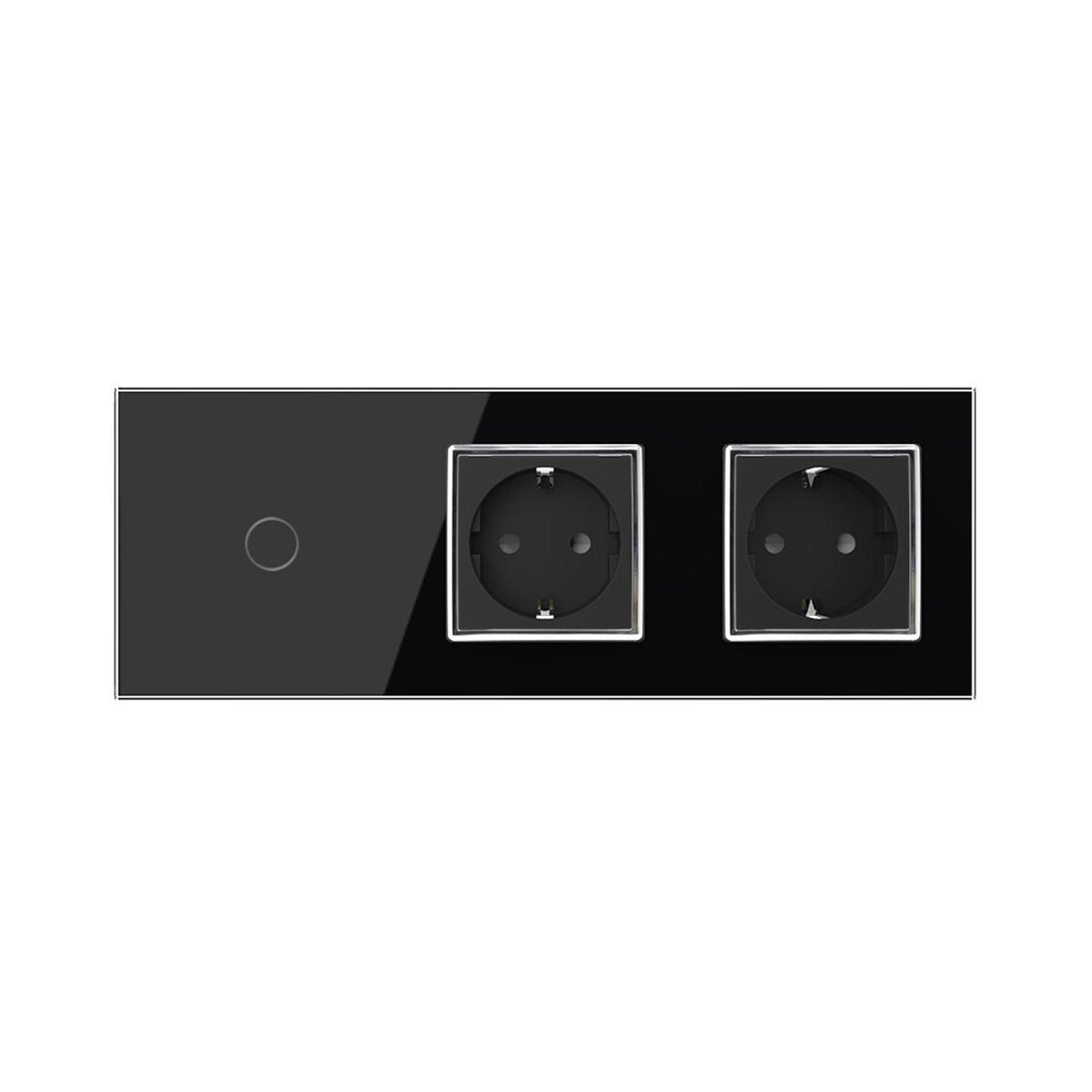 Lichtschalter + 2x Steckdose VL-C701/C7C2EU-12 Schwarz LIVOLO, Schwarz, Touch Schalter, LIVOLO, Produkte
