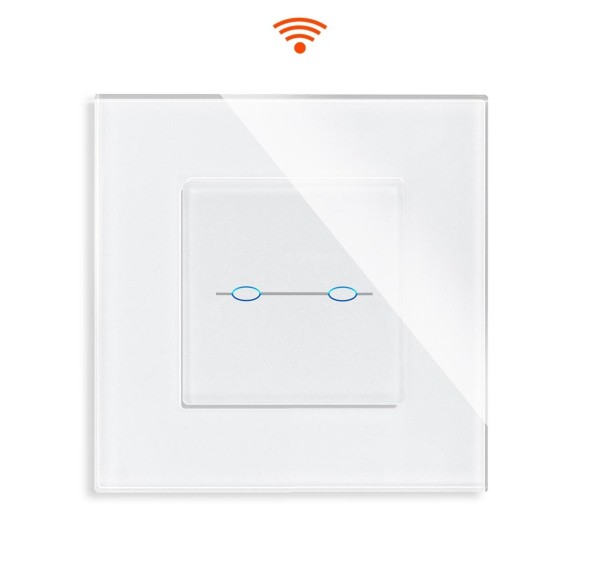 LUX WiFi Lichtschalter WLAN 2 Fach Glas Rahmen + Modul weiß/weiß LXBG1-11-LX-PWM2-11
