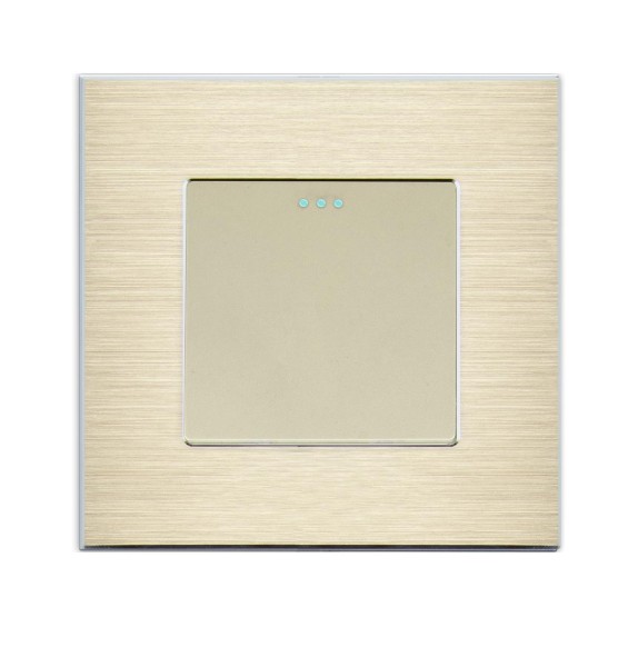 LUX Wipp Taster Lichtschalter 1 Fach + Alu Rahmen gold/gold LXBA1-13-LX-101B-13