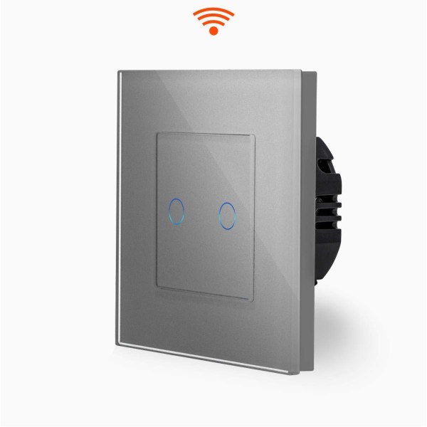 POINT WiFi Serienschalter Schalter für 2 Lampen WLAN 1 Fach Glas in Grau
